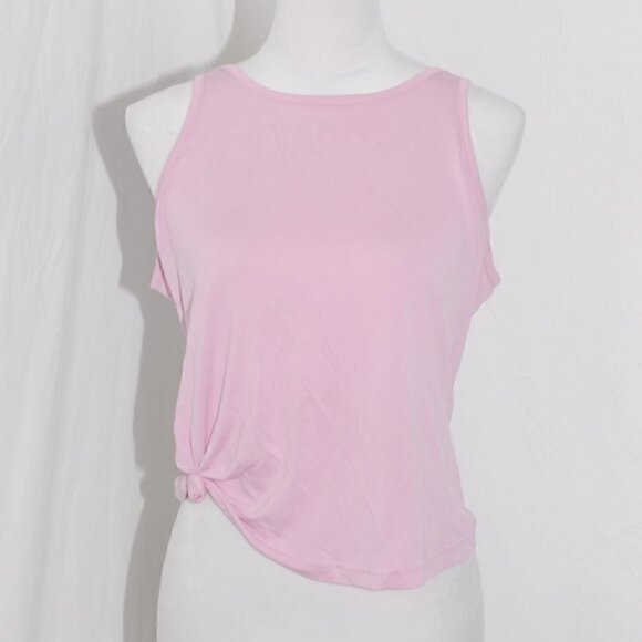 Tank Top Open Back OYANUS Womens Medium Spaghetti Strap Pink Knot Accent GUC - Picture 1 of 6